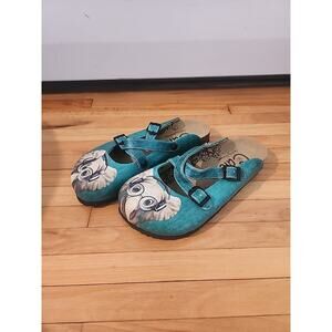 CALCEO Teal COLORED PATTERN AND GREY ELEPHANT PATTERNED CLOGS 39